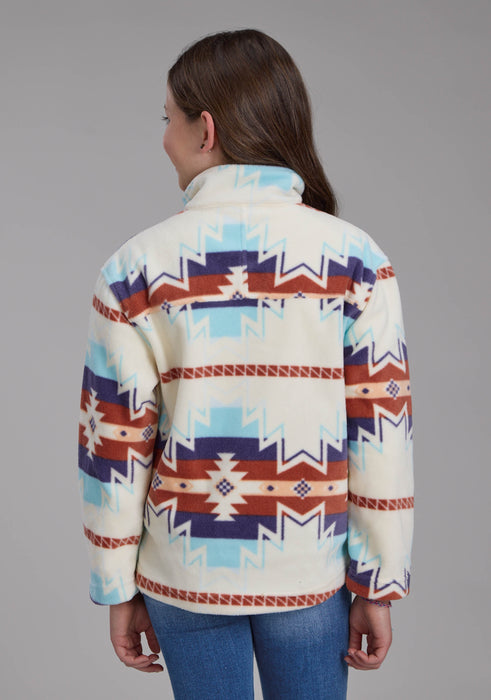 2322 LG CREAM AZTEC PRINTED FLEECE