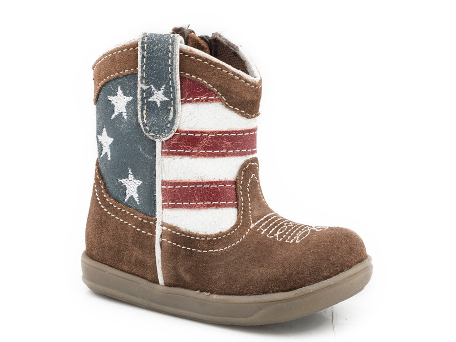 Roper "Cowbabies" Brown Infant Boot w/ American Flag