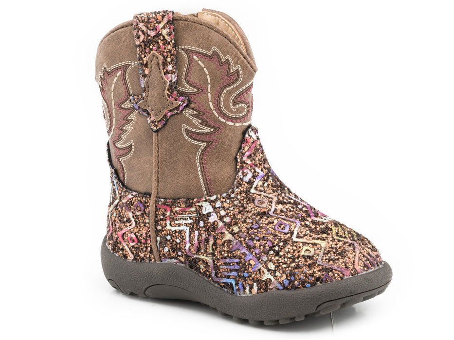 Roper "Cowbabies" Brown Southwest Glitter Infant Boot