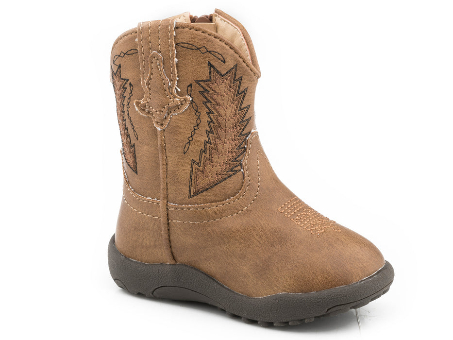 Roper "Cowbabies" Tan Faux Leather Infant Boot w/ Western Stitching