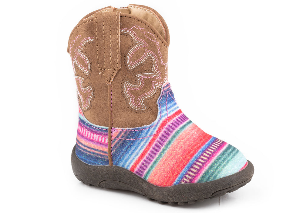 Roper "Cowbabies" Pink Serape Infant Boot w/ Glitter Infant Boot