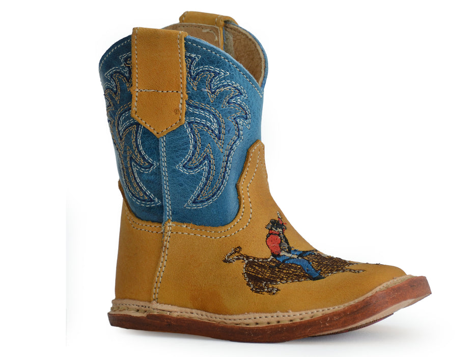 Roper "Cowbabies" Burnished Yellow Infant Boot w/ Stitched Bull Rider