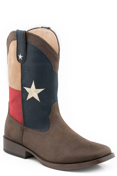 Boys Roper "Texan" Vintage Brown Square Toe Toddler Boot
