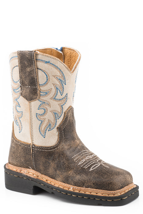 Boys Roper Vintage Brown Basic Western Cowboy Boot