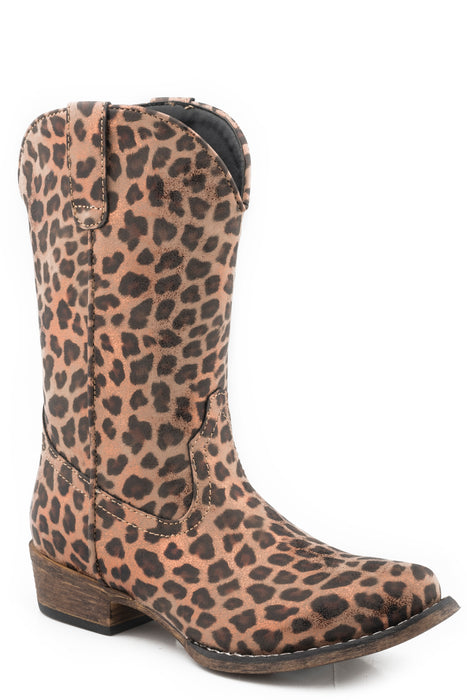 Girls Roper Faux Leopard Print Square Toe Boot