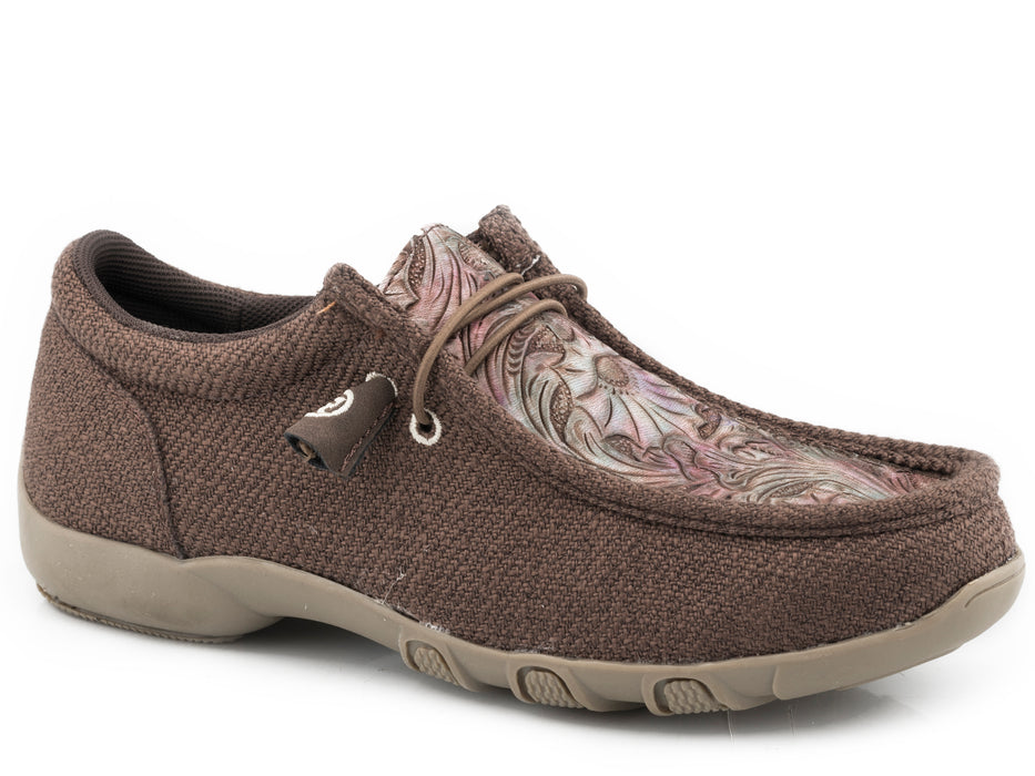 Roper Brown Canvas Chukka w/ Floral Embossed Design