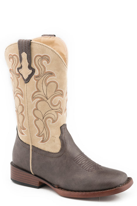 Men's Roper Brown & Tan Wide Square Toe Boot