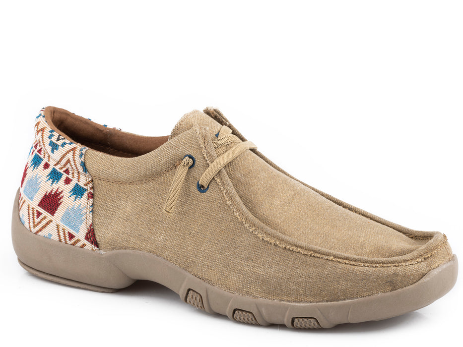 Roper Tan Canvas Chukka w/ Aztec Heel