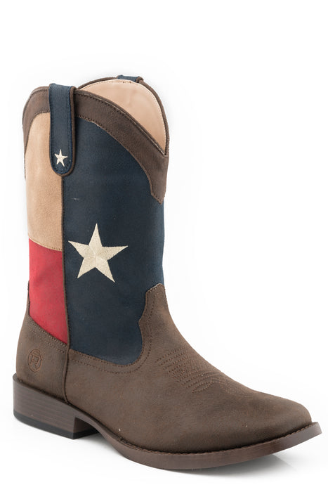 Men's Roper "Texan' Vintage Brown Square Toe Boot