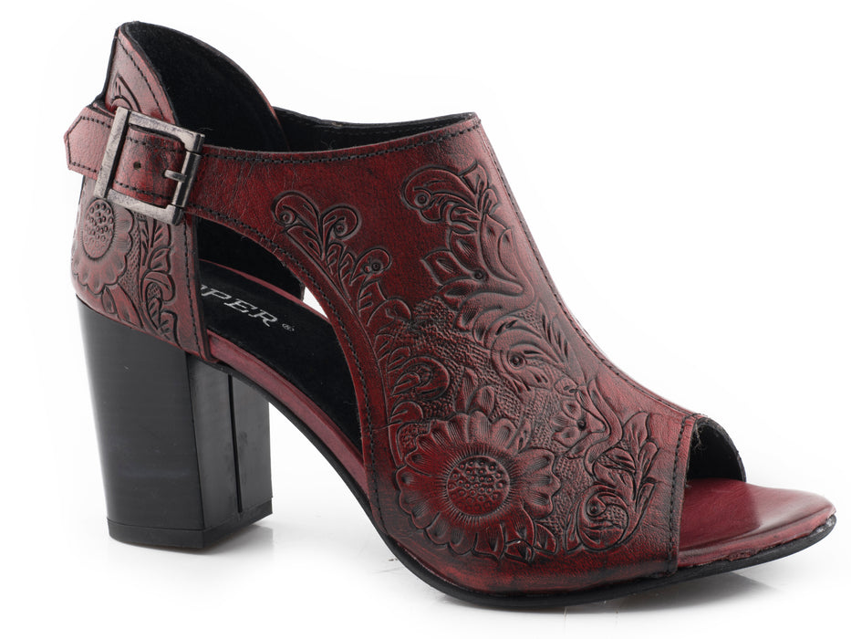 Roper Burnished Red Handtooled 3" Heel