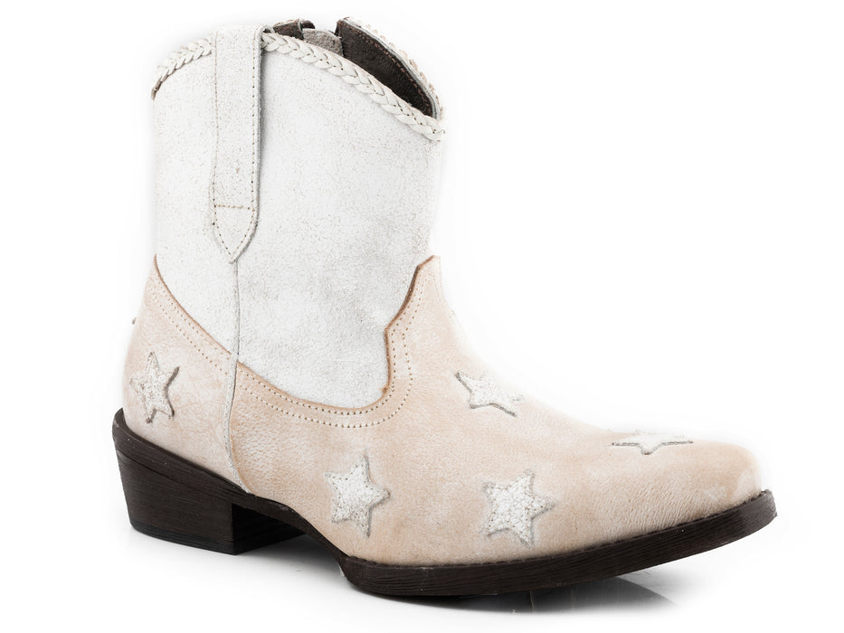 Women's Roper White Ankle Boot w/ Star Design