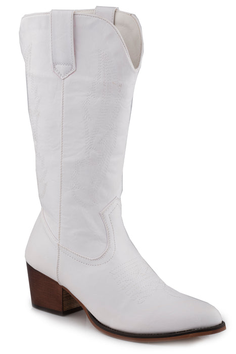 Women's Roper White Smooth Faux Leather Pointy Toe Western Boot