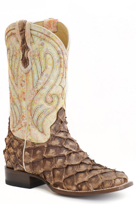 Women's Roper Vintage Beige & Brown Pirarucu Square Toe Boot