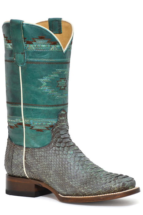 Women's Roper Vintage Turquoise & Brown Python Square Toe Boot