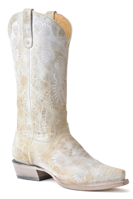 Women's Roper Vintage White Snip Toe Boot w/ White Embroidery