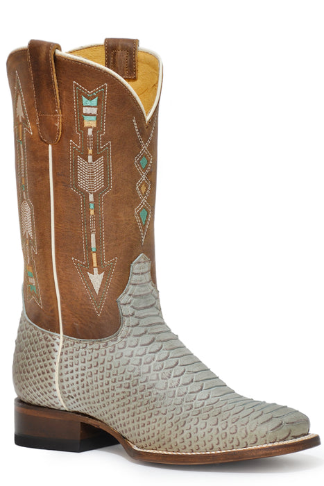 Women's Roper Turquoise Python Square Toe Boot w/ Wide Calf Shaft