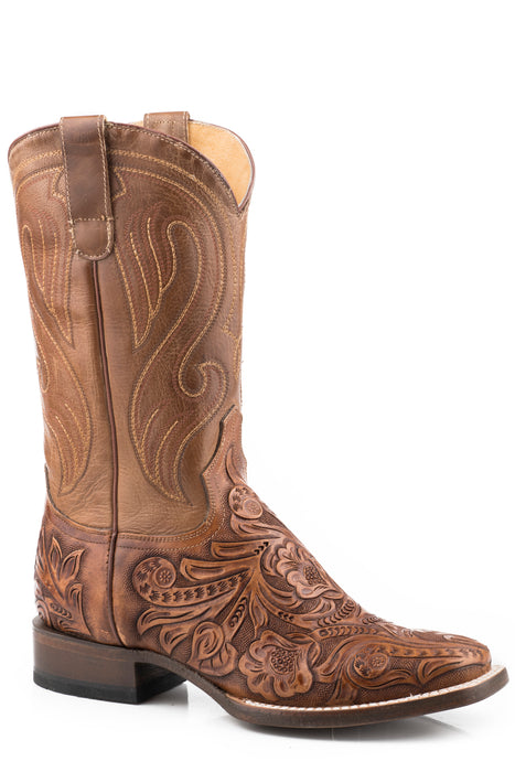 Women's Roper Tan Handtooled Square Toe Boot