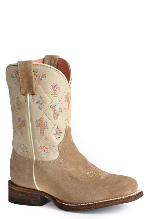 Girls Roper "Lil Cacti" Tan Suede Western Boot