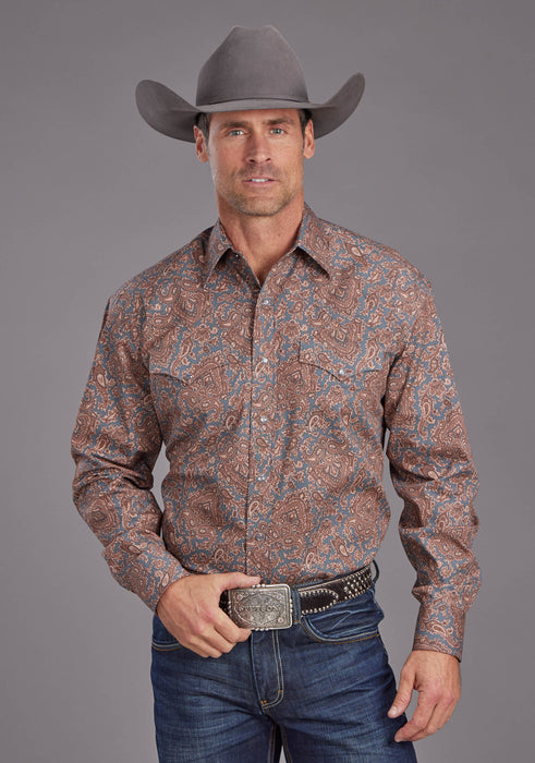 Men's Stetson Paisley Print Long Sleeve Western Shirt