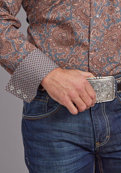 Men's Stetson Paisley Print Long Sleeve Western Shirt