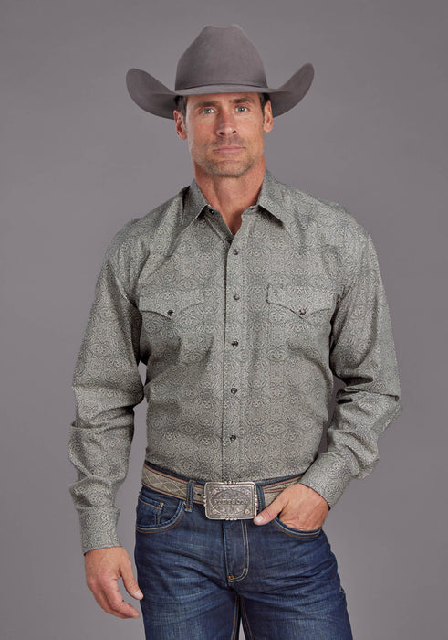 Men's Stetson Medallion Print Long Sleeve Western Shirt