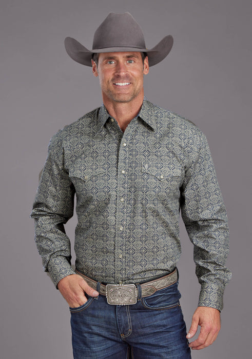 Men's Stetson Medallion Print Long Sleeve Western Shirt