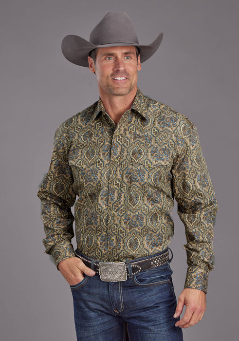 Men's Stetson Medallion Print Long Sleeve Western Shirt