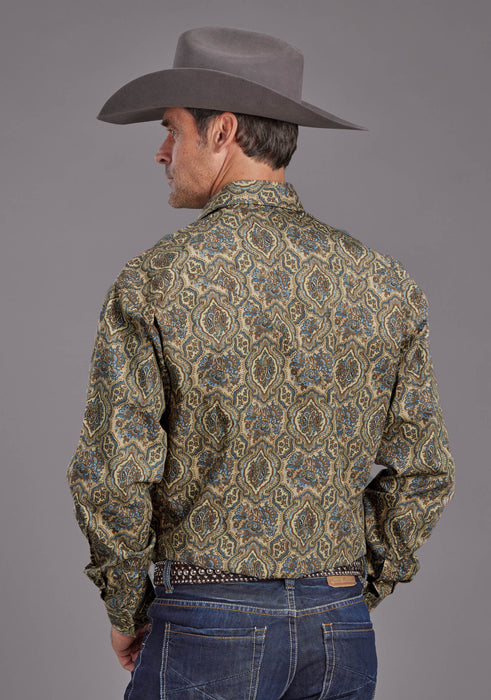 Men's Stetson Medallion Print Long Sleeve Western Shirt