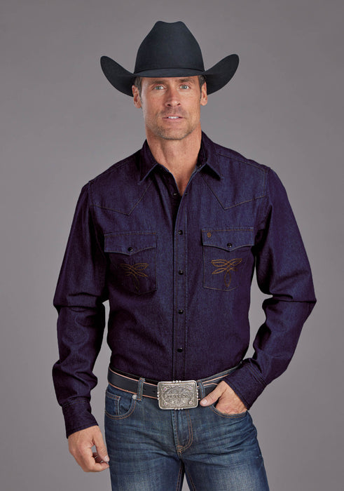 Men's Stetson Original Denim Long Sleeve Western Shirt