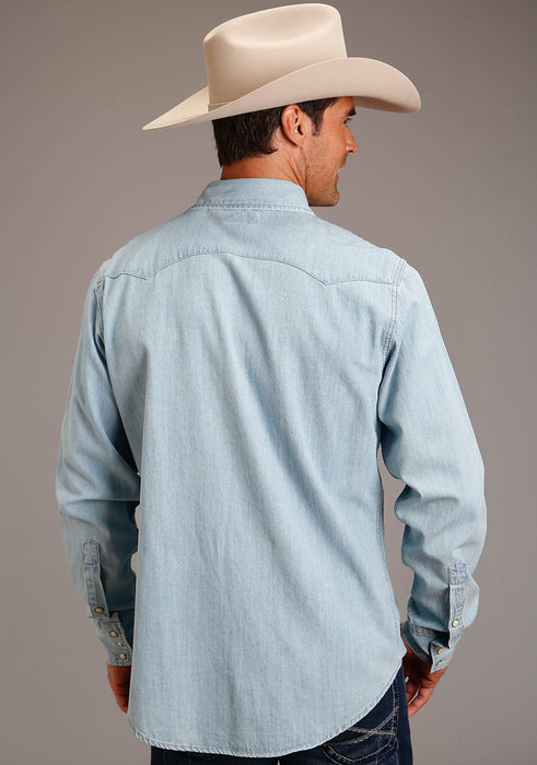 Stetson Light Blue Denim Snap Long Sleeve Shirt