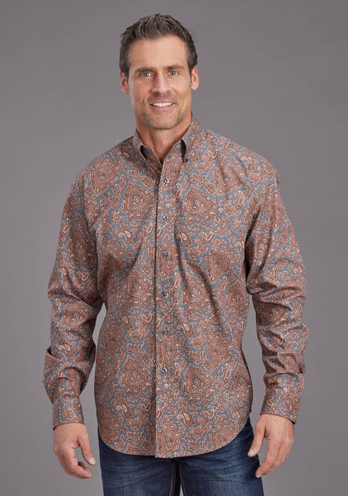 Men's Stetson Paisley Print Long Sleeve Western Shirt