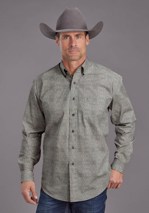 Men's Stetson Medallion Print Long Sleeve Western Shirt