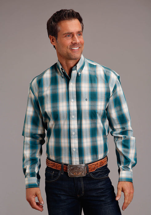 Men's Stetson Forest Shade Plaid Western Long Sleeve Shirt