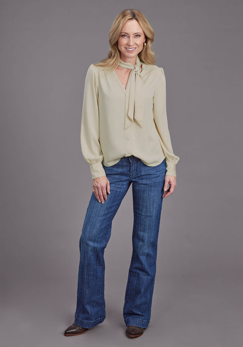 Women's Stetson Cream Satin Long Sleeve Blouse