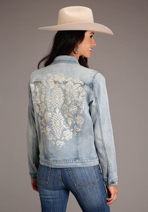 Women's Stetson Light Blue Denim Jacket w/ Back Floral Emroidery