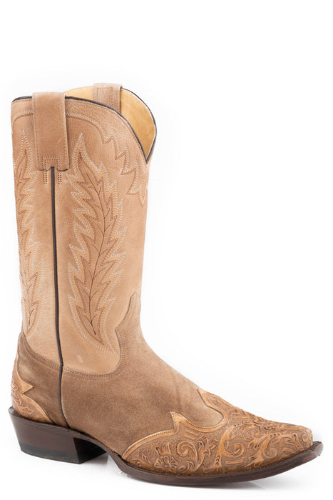 Men's Stetson Hand Tooled "Rough Out" Western Boot