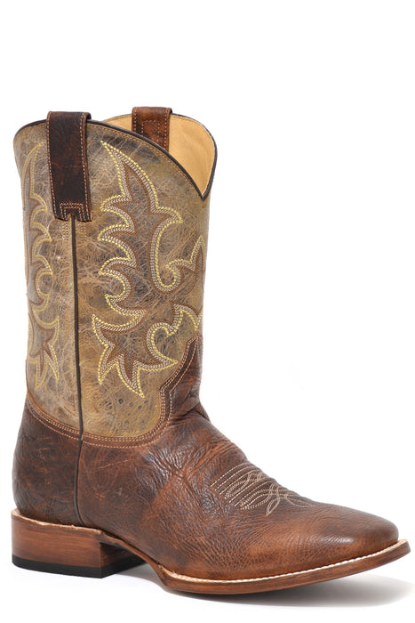 STETSON MEN'S OBEDIAH BISON VAMP WESTERN BOOTS - BROAD SQUARE TOE