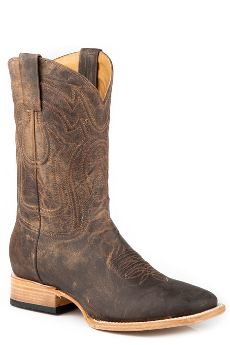 Men's Stetson Burnished Brown Western Square Toe Boot