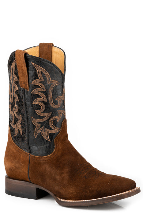 Men's Stetson Brown Suede Western Square Toe Boot