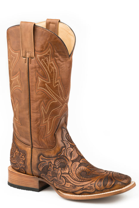 Men's Stetson Hand Tooled "Wicks" Western Boot
