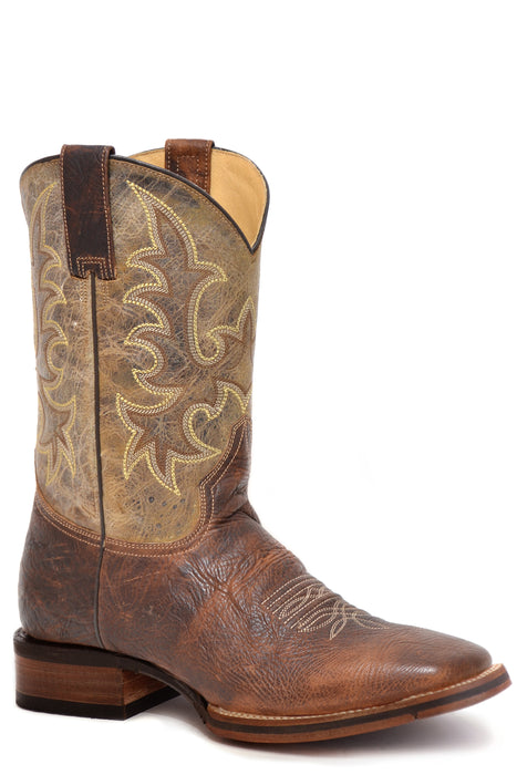 Men's Stetson Obediah Bison Square Toe Boot w/ Waxy Brown Shaft