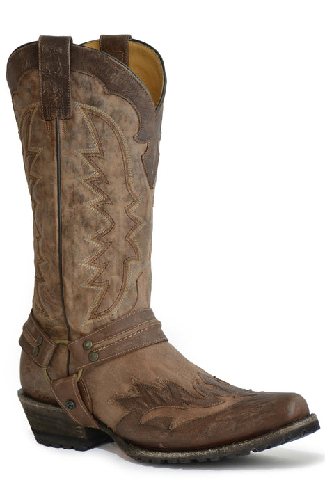 Men's Stetson Outlaw Snip Toe Boot w/ Sanded Brown Leather Vamp
