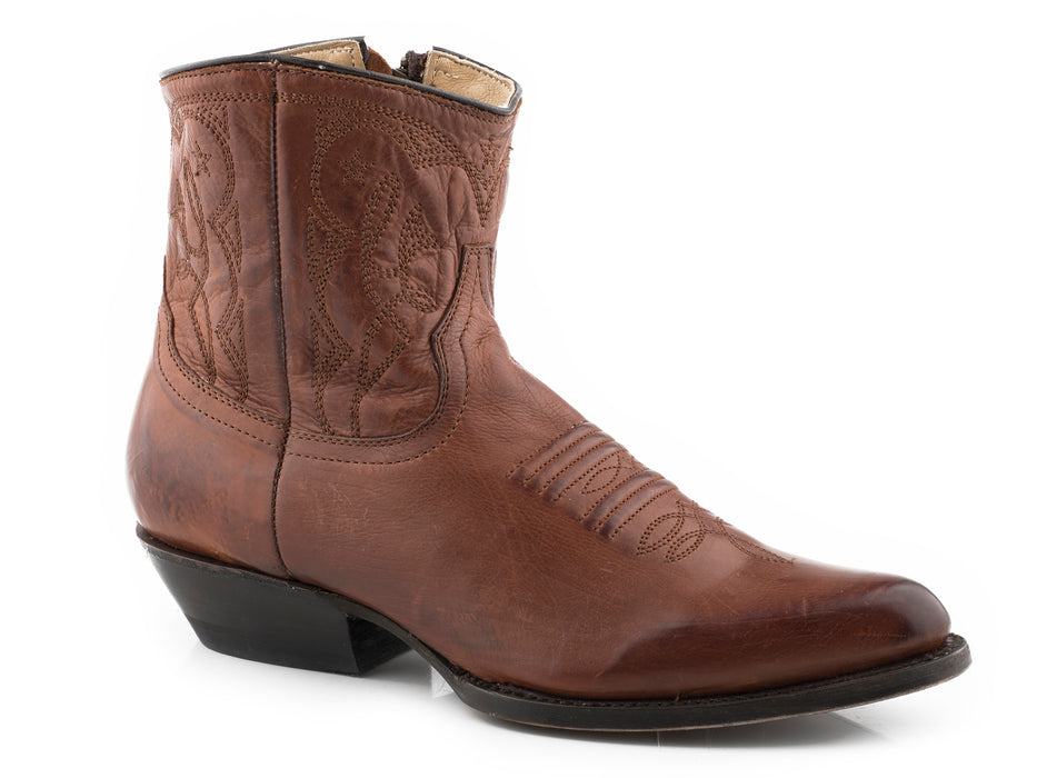 Women's Stetson Cognac Calf Skin Bootie w/ Side Zipper