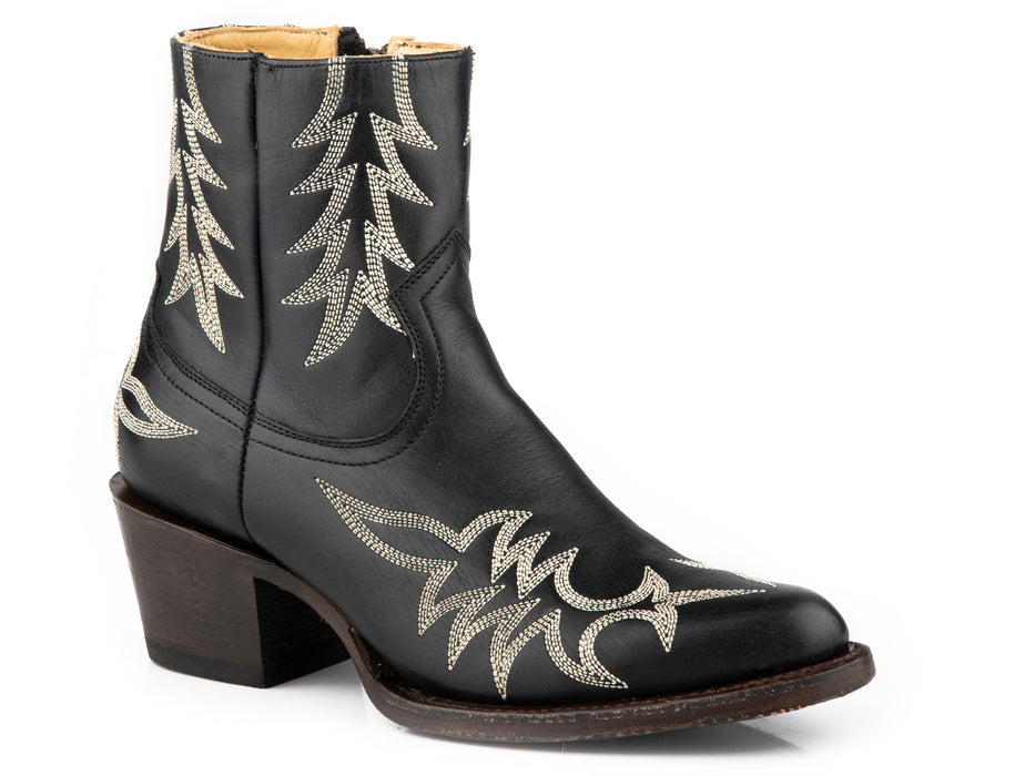 Women's Stetson Black Embroidered Round Toe Boot