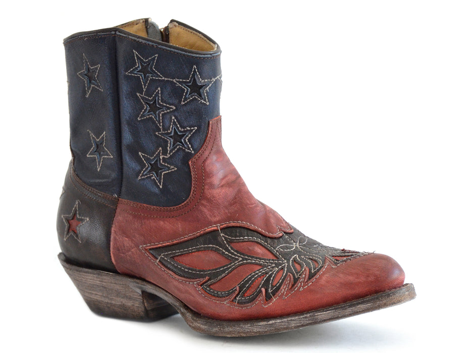 Women's Stetson Red Goat Skin Bootie w/ Vintage Design