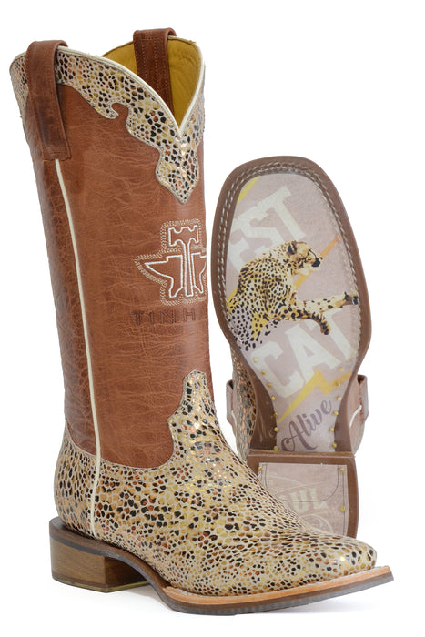 Women's Tin Haul "Golden Cheetah" Western Square Toe Boot