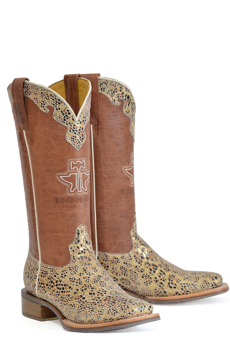 Women's Tin Haul "Golden Cheetah" Western Square Toe Boot