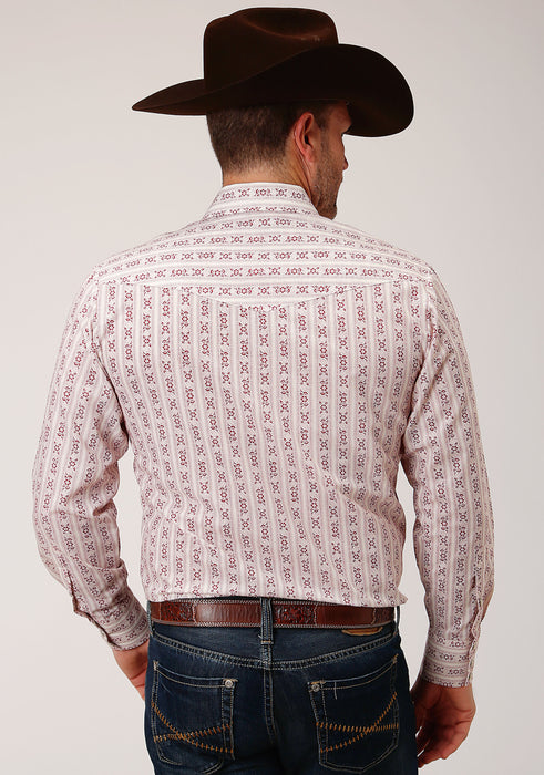 Men's Roper Wine & Cream Western Shirt