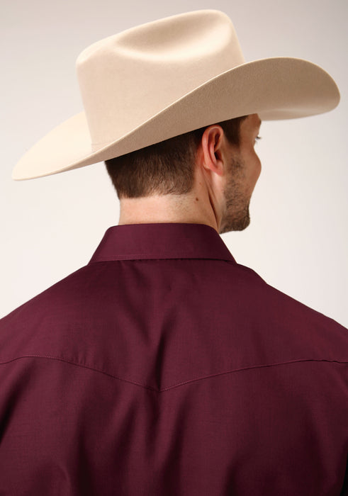 Men's Roper Solid Wine Western Shirt