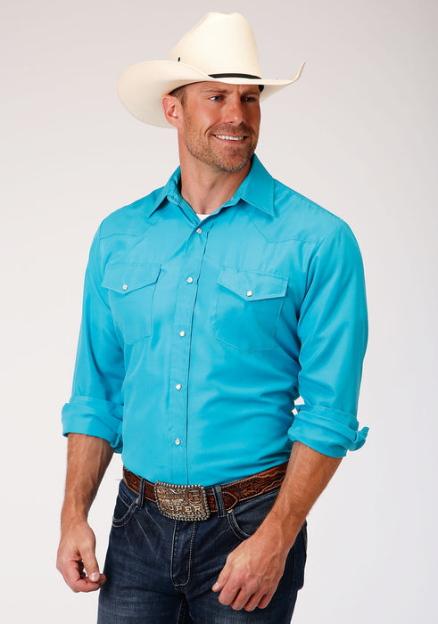 Men's Roper Solid Light Blue Western Shirt